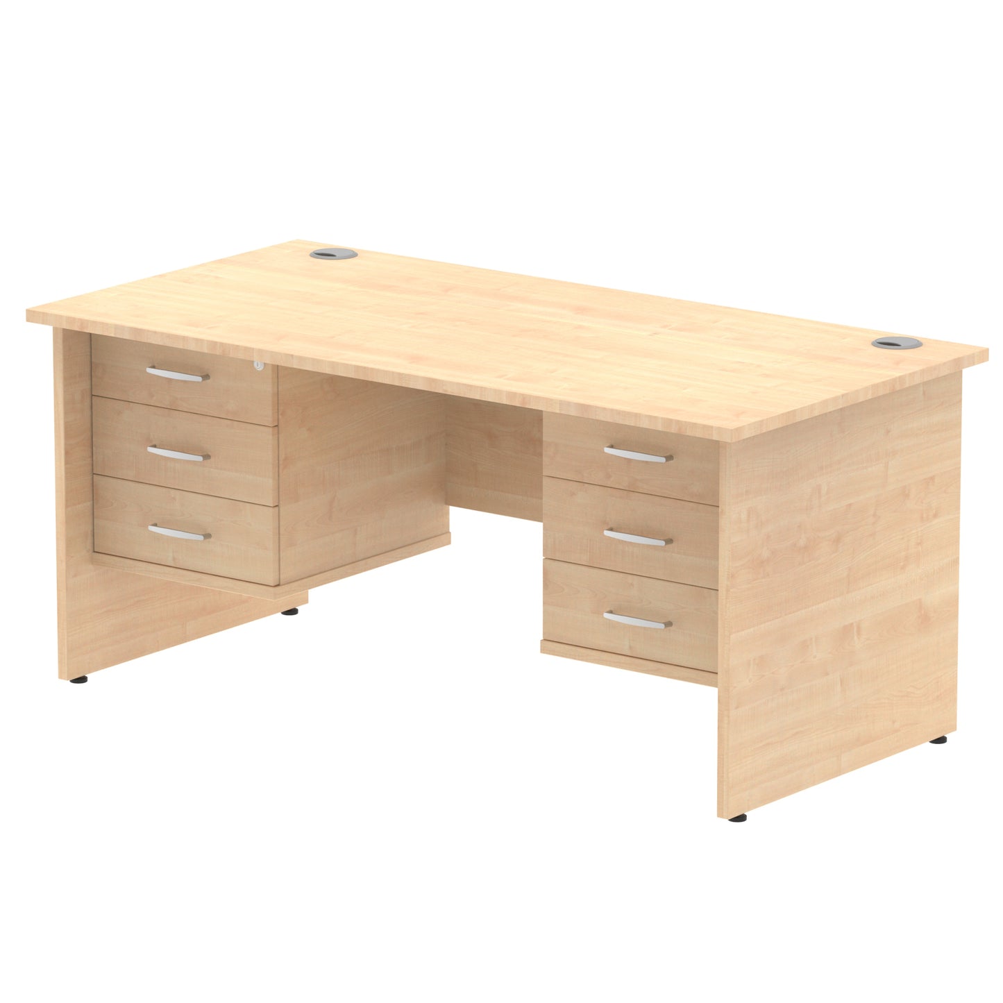 Impulse Panel End Straight Desk With Two Fixed Pedestal - 1600mm - Multiple Colour Options