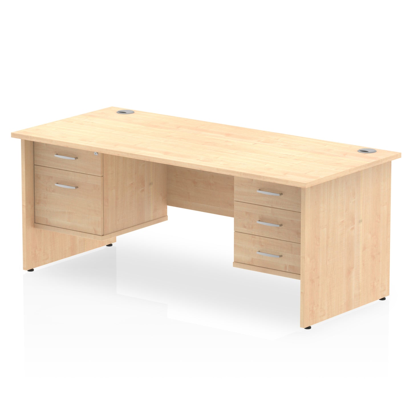Impulse Panel End Straight Desk With Two Fixed Pedestal - 1600mm - Multiple Colour Options