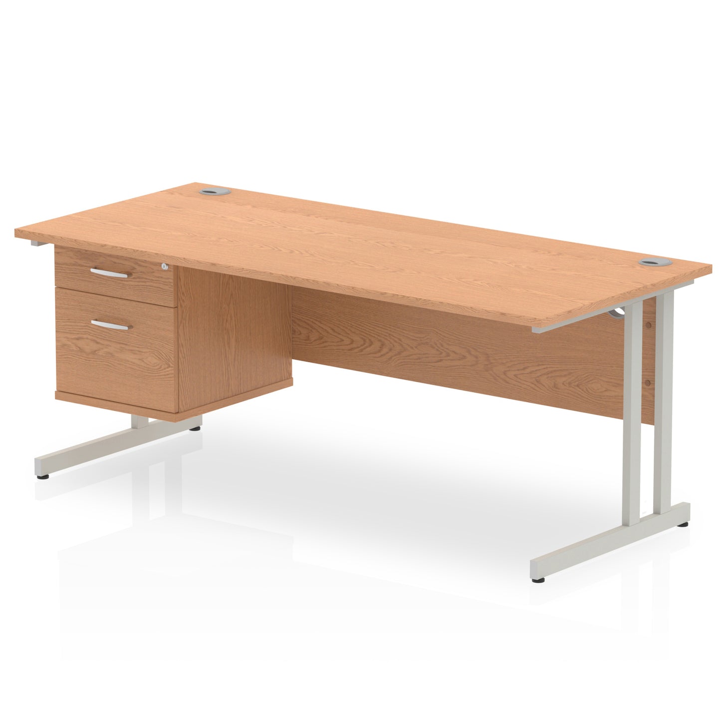Impulse Cantilever Straight Desk With Single Fixed Pedestal - 1800mm - Multiple Colour Options