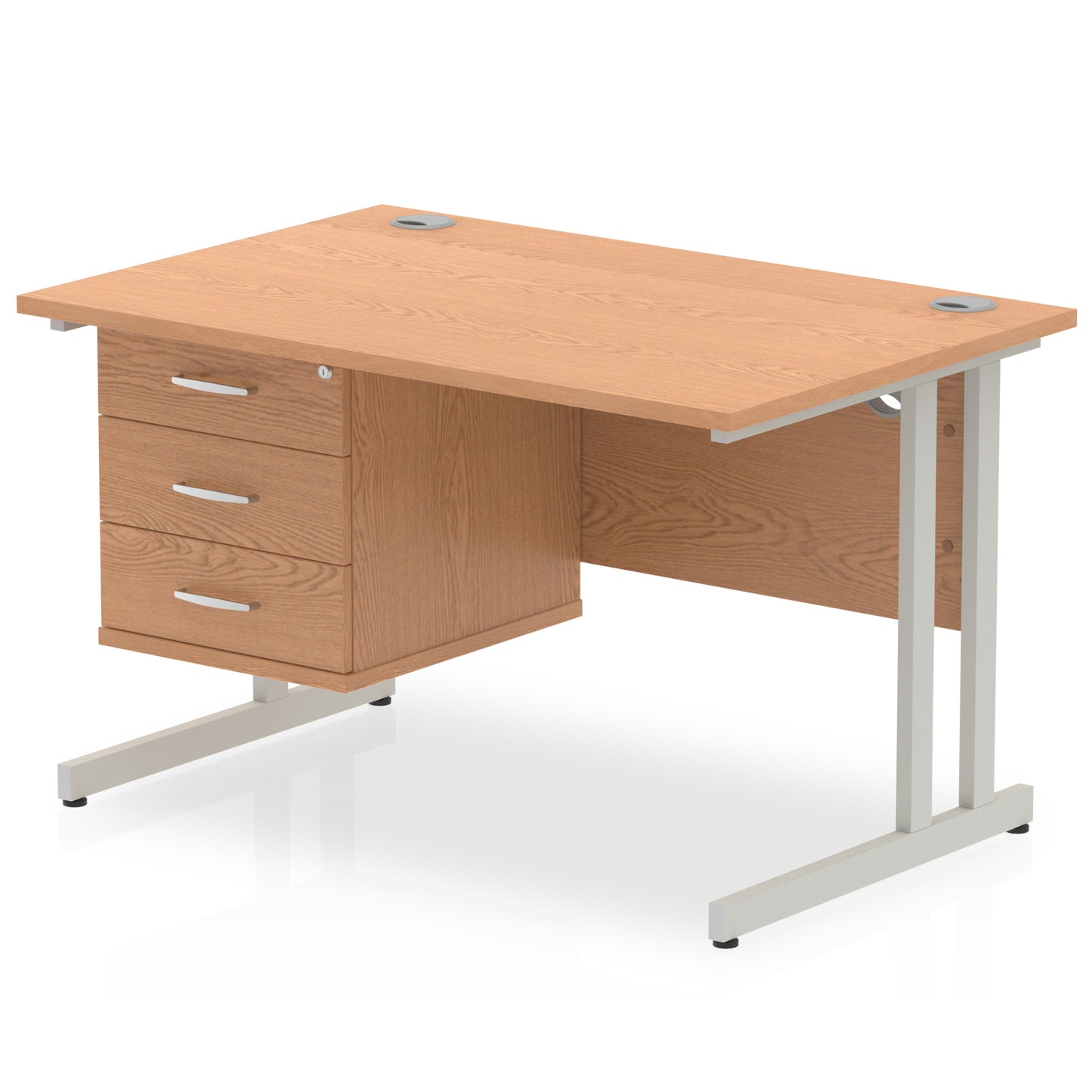 Impulse Cantilever Straight Desk With Single Fixed Pedestal - 1200mm - Multiple Colour Options