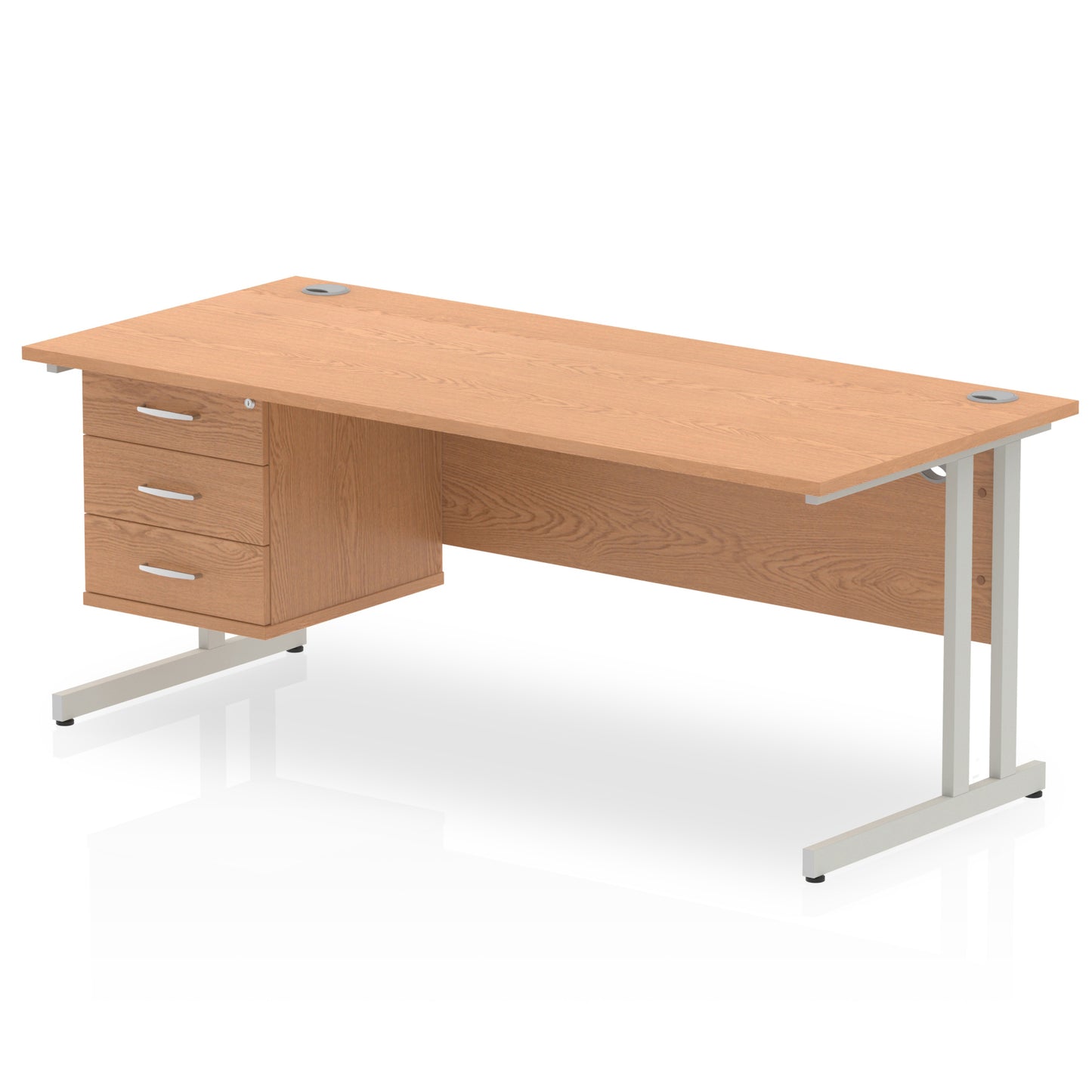 Impulse Cantilever Straight Desk With Single Fixed Pedestal - 1800mm - Multiple Colour Options