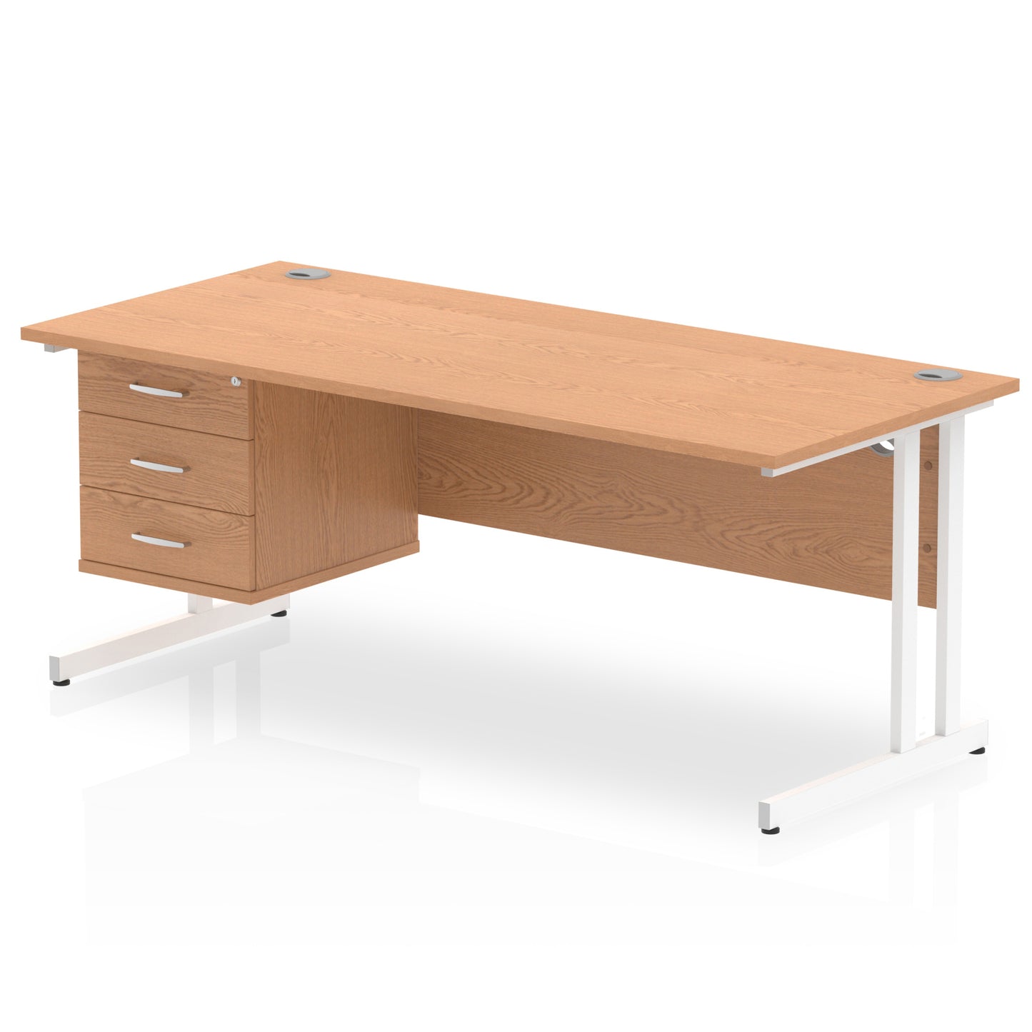 Impulse Cantilever Straight Desk With Single Fixed Pedestal - 1800mm - Multiple Colour Options