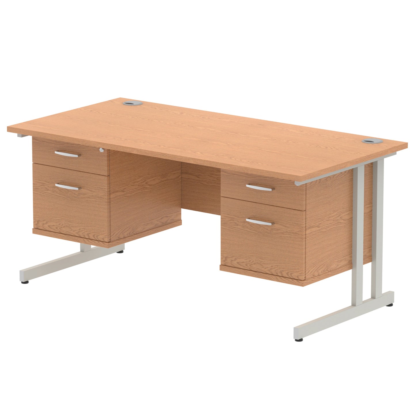 Impulse Cantilever Straight Desk With Two Fixed Pedestal - 1600mm - Multiple Colour Options