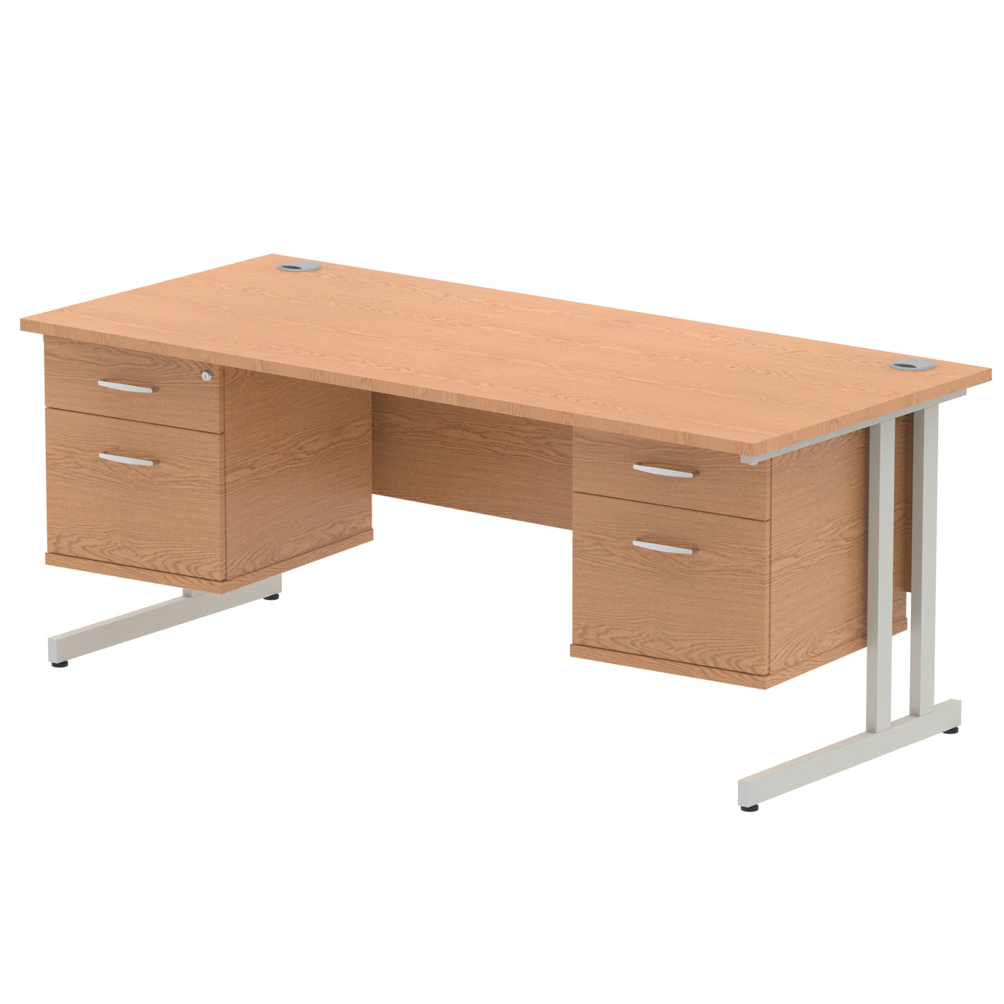 Impulse Cantilever Straight Desk With Two Fixed Pedestal - 1800mm - Multiple Colour Options