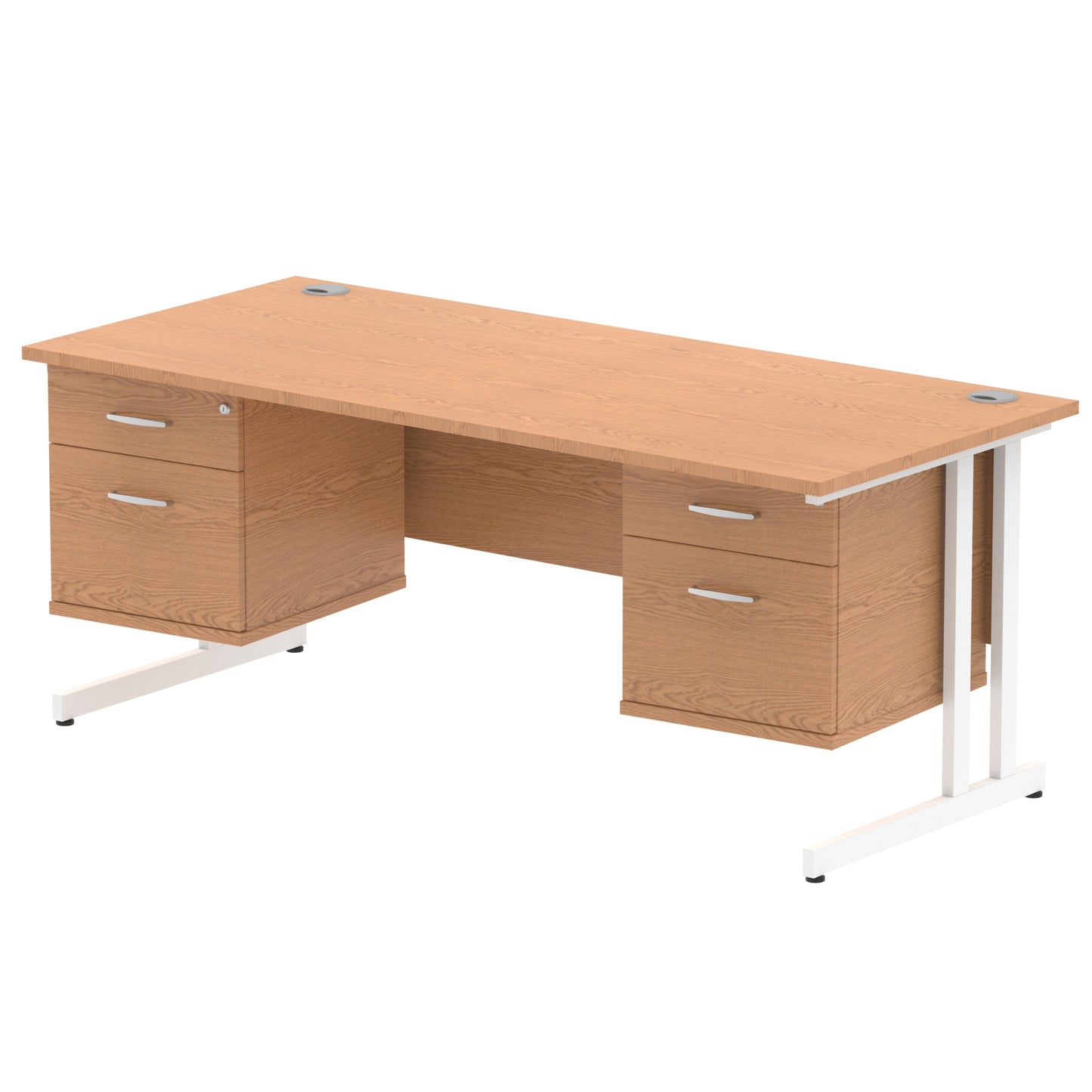 Impulse Cantilever Straight Desk With Two Fixed Pedestal - 1800mm - Multiple Colour Options