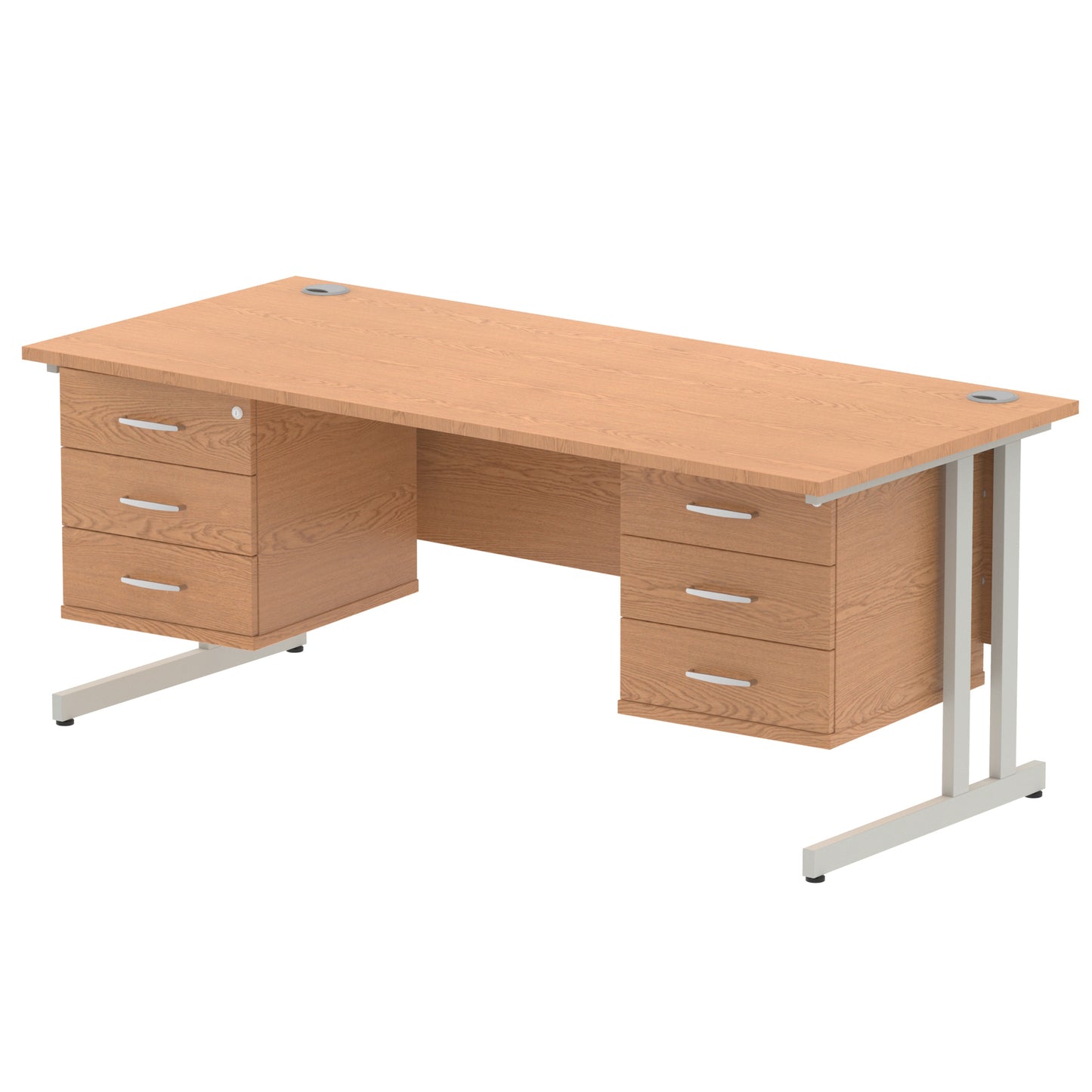 Impulse Cantilever Straight Desk With Two Fixed Pedestal - 1800mm - Multiple Colour Options