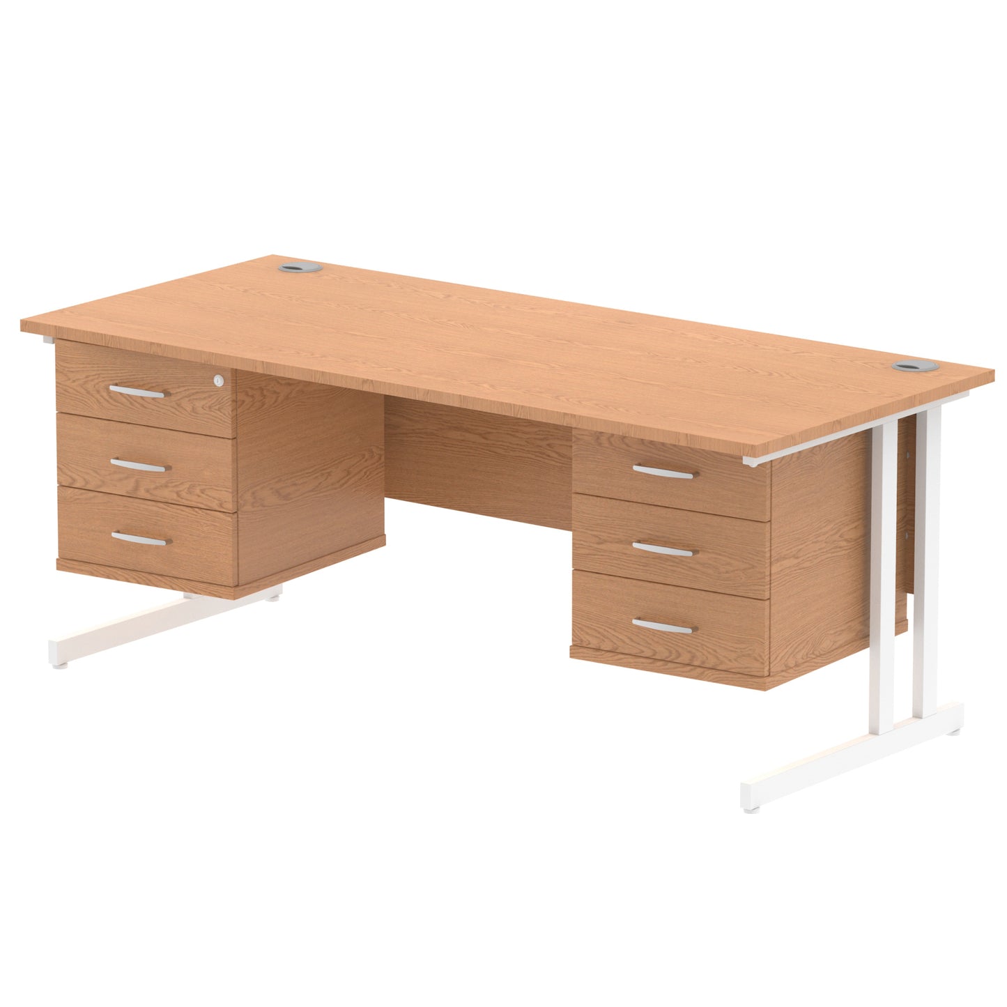 Impulse Cantilever Straight Desk With Two Fixed Pedestal - 1800mm - Multiple Colour Options