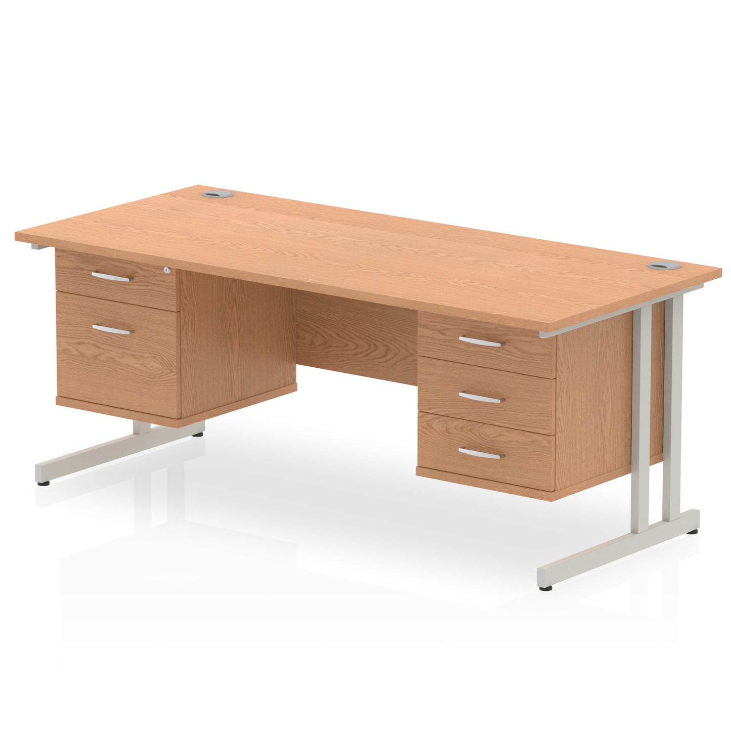 Impulse Cantilever Straight Desk With Two Fixed Pedestal - 1600mm - Multiple Colour Options