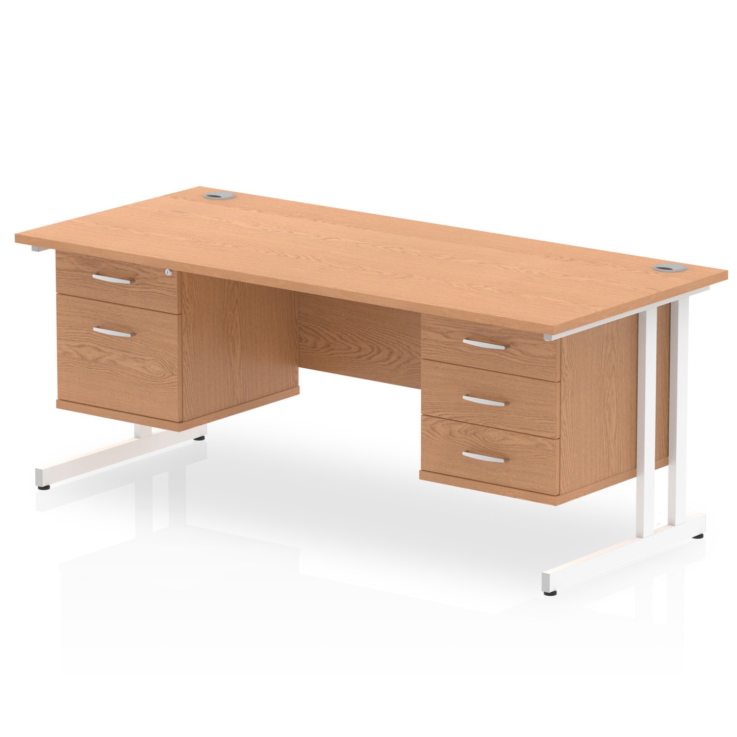 Impulse Cantilever Straight Desk With Two Fixed Pedestal - 1800mm - Multiple Colour Options