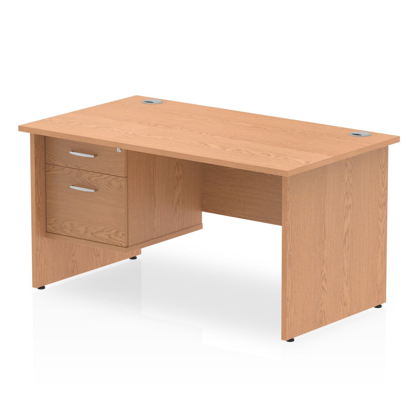 Impulse Panel End Straight Desk With Single Fixed Pedestal - 1400mm - Multiple Colour Options