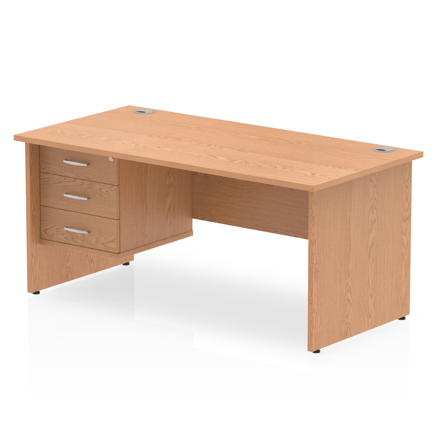 Impulse Panel End Straight Desk With Single Fixed Pedestal - 1600mm - Multiple Colour Options