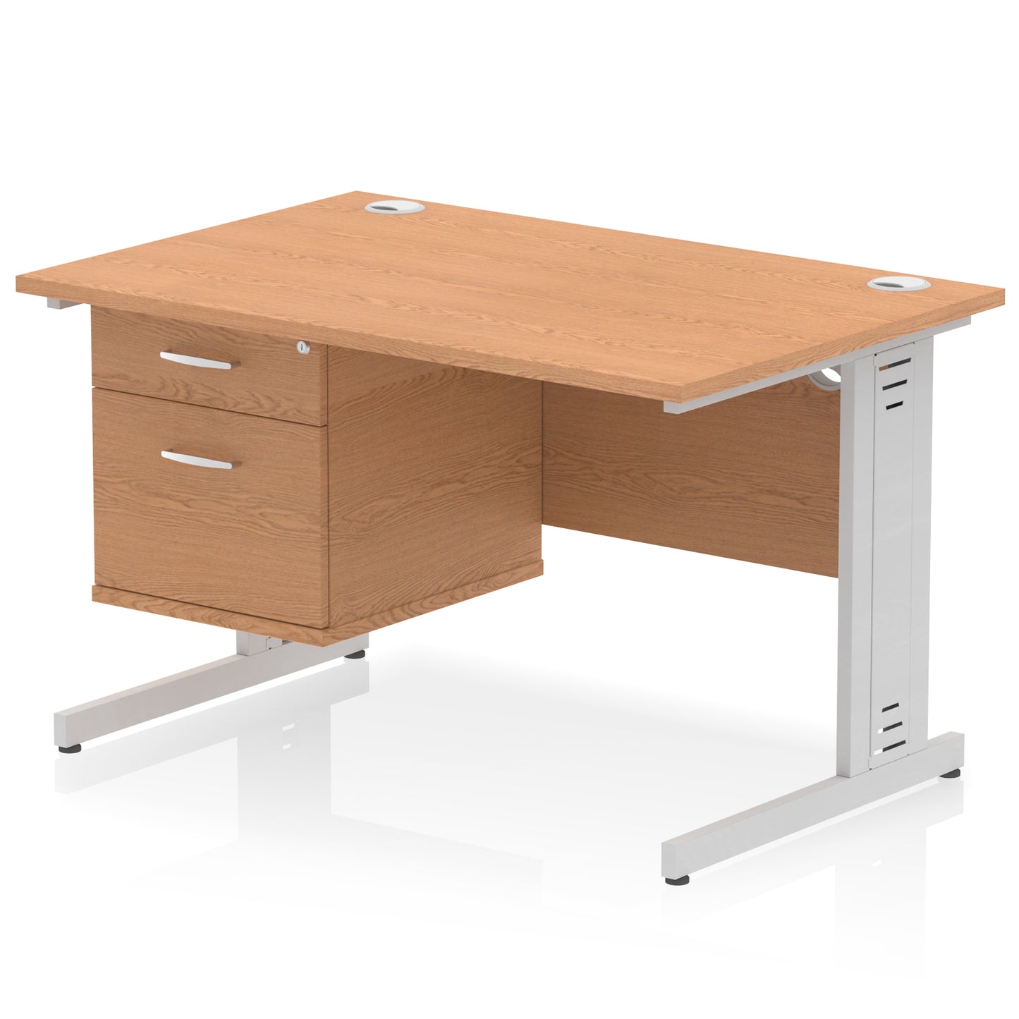 Impulse Cable Managed Straight Desk With Single Fixed Pedestal - 1200mm - Multiple Colour Options
