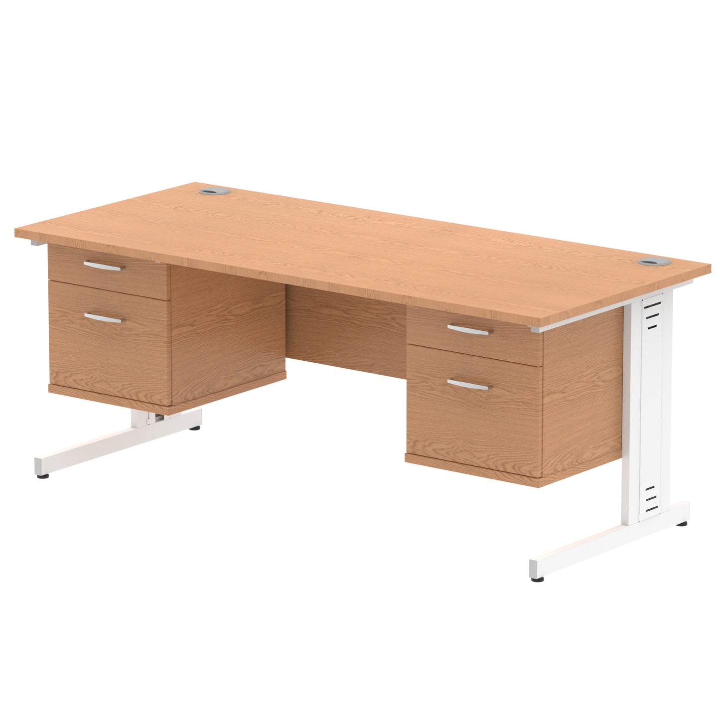 Impulse Cable Managed Straight Desk With Two Fixed Pedestal - 1800mm - Multiple Colour Options