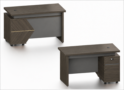 Luxury Wenge Herringbone Executive Straight Desk with Integrated Storage - 1400mm - DG42-D08