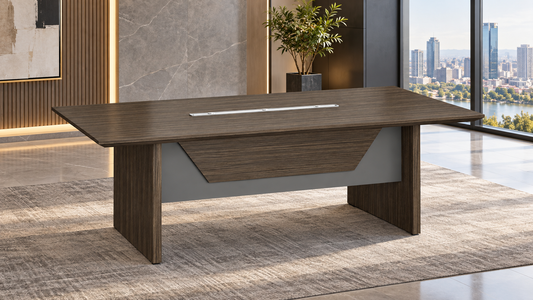 Luxury Wenge Executive Boardroom Table with Integrated Table Top Power - 2400mm - DG42-C01