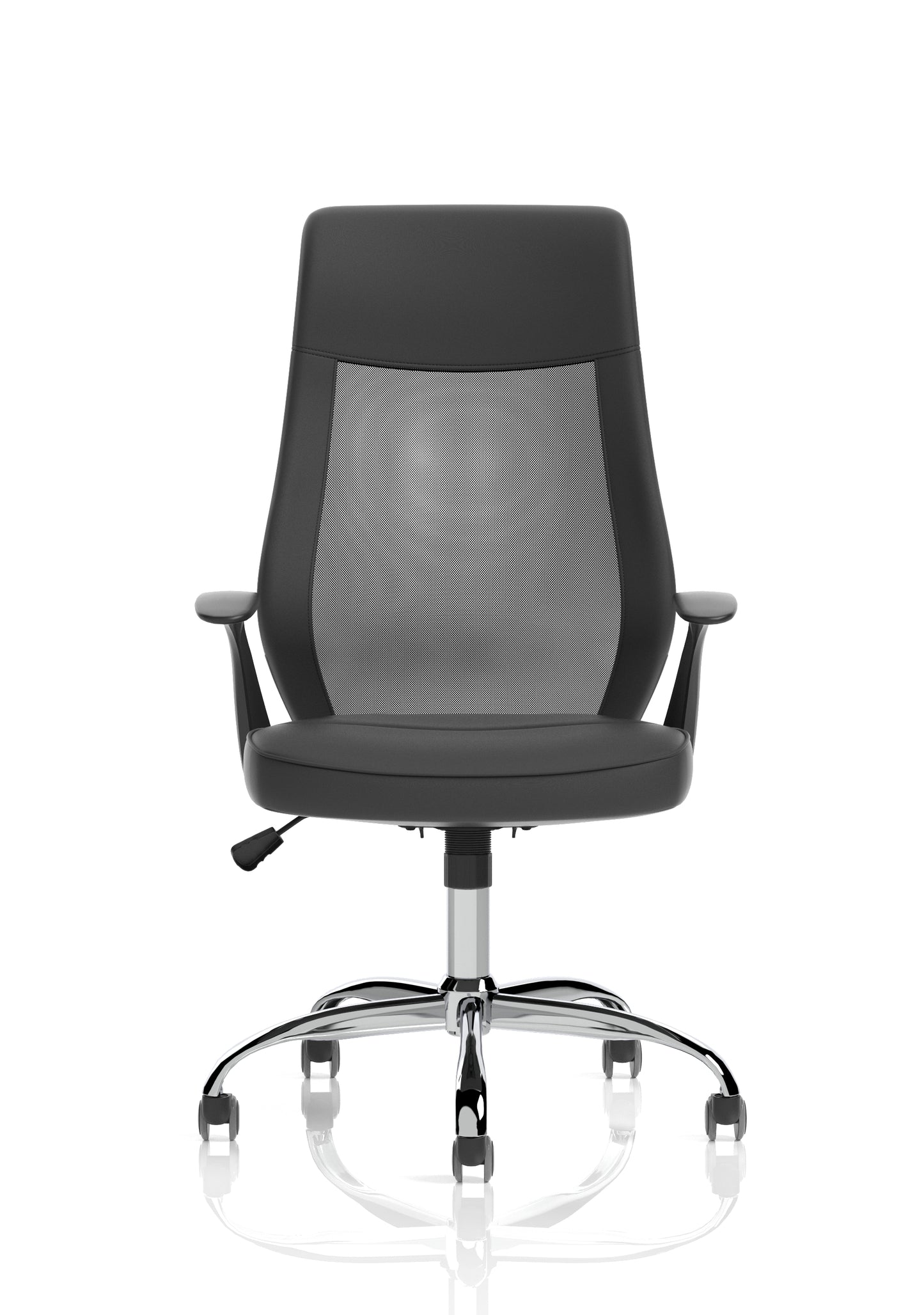Baye High Mesh Back Task Operator Black Leather Office Chair with Fixed Arms