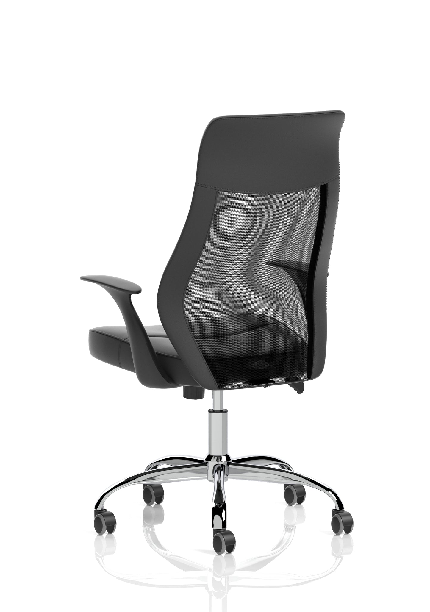 Baye High Mesh Back Task Operator Black Leather Office Chair with Fixed Arms
