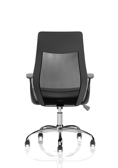 Baye High Mesh Back Task Operator Black Leather Office Chair with Fixed Arms