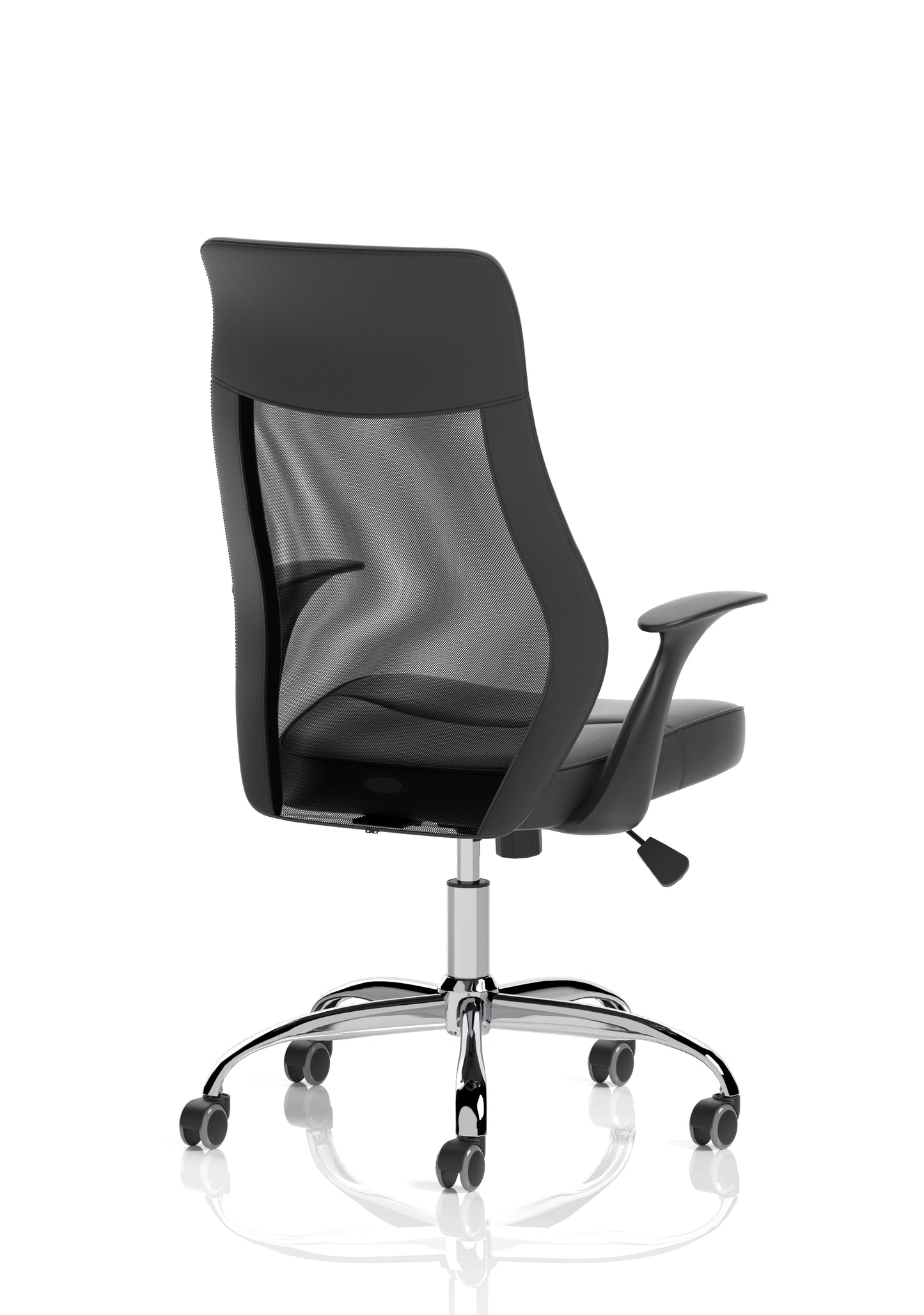 Baye High Mesh Back Task Operator Black Leather Office Chair with Fixed Arms