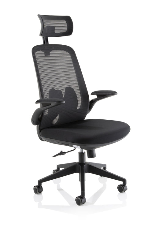 Sigma Mesh Back and Fabric Seat Chair With Folding Arms - Available in 21 Colours