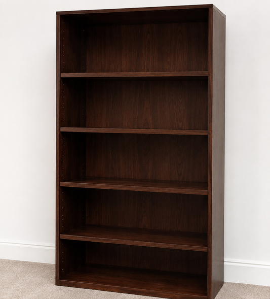 Walnut Real Wood Veneer Tall & Wide Executive Open Bookshelf - 2000mm Tall - OPEN-2000