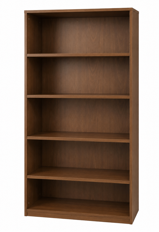 Light Walnut Real Wood Veneer Tall & Wide Executive Open Bookshelf - 2000mm Tall - OPEN-2000