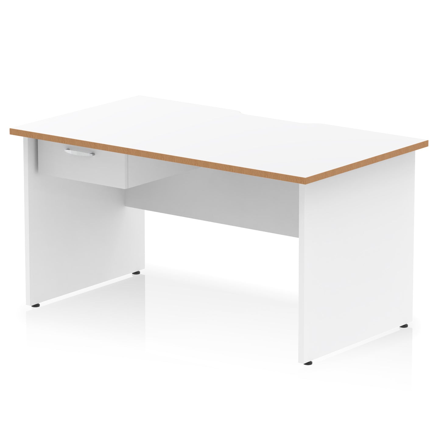 Impulse Scalloped Edge Panel End Straight Desk Frame With Single One Drawer Fixed Pedestal - 1200mm, 1400mm, 1600mm