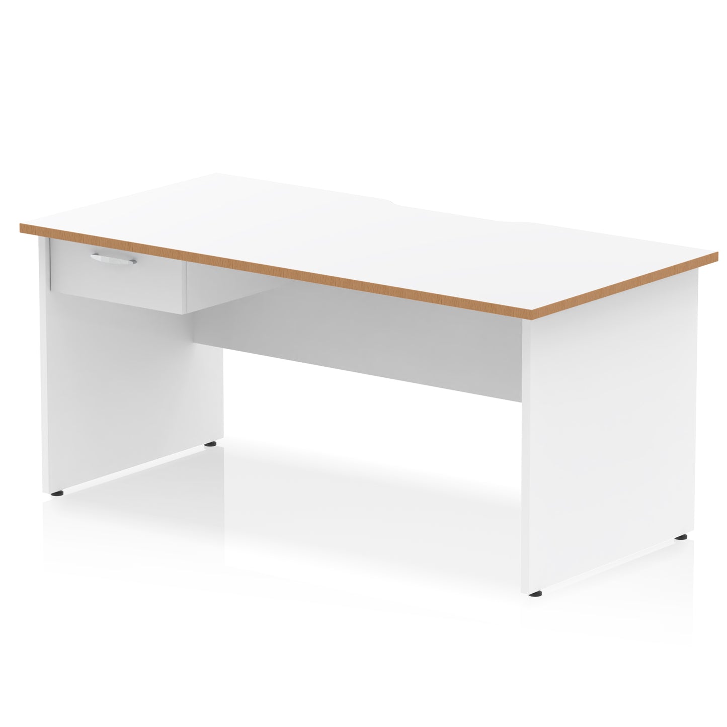 Impulse Scalloped Edge Panel End Straight Desk Frame With Single One Drawer Fixed Pedestal - 1200mm, 1400mm, 1600mm