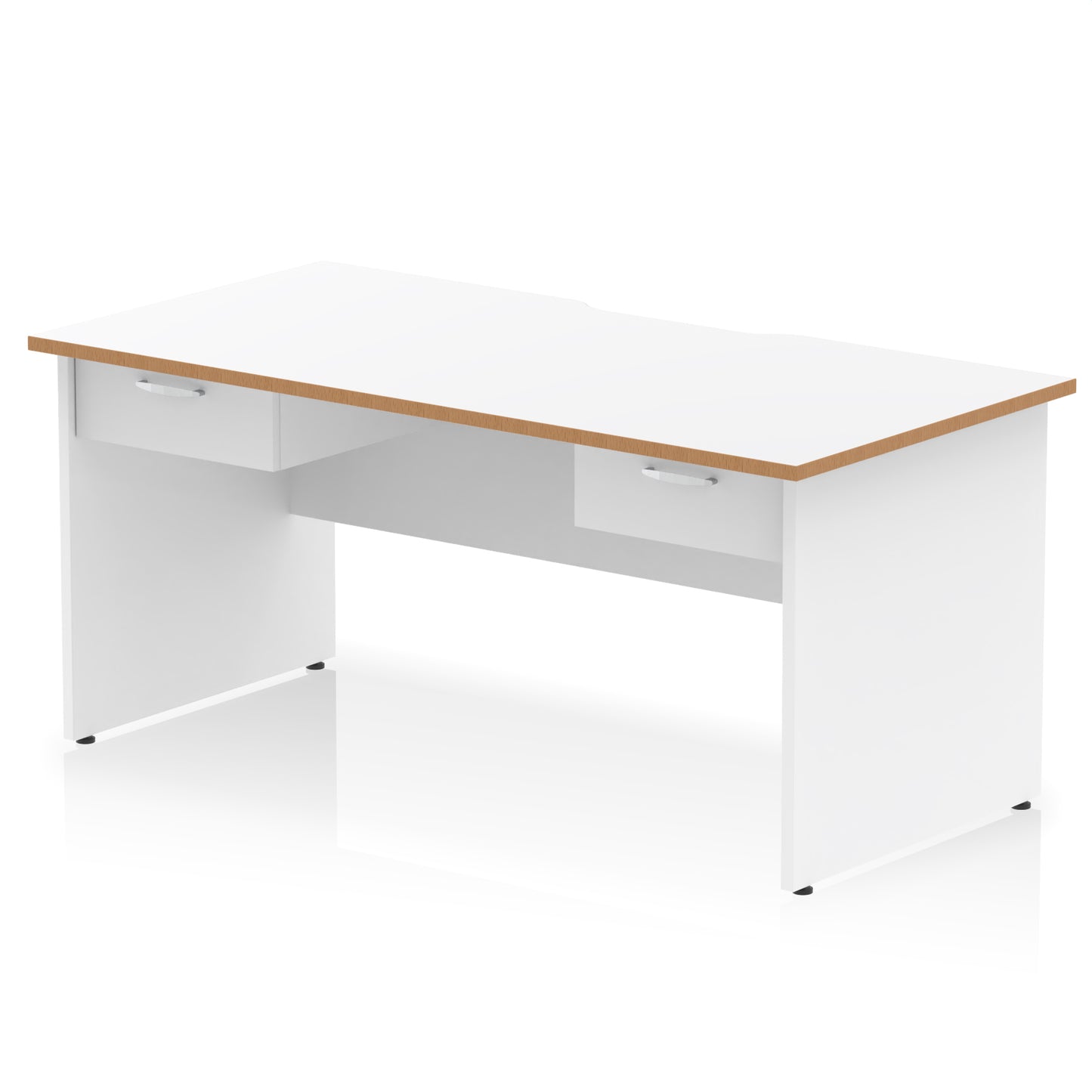 Impulse Scalloped Edge Panel End Straight Desk Frame With x2 One Drawer Fixed Pedestals - 1600mm