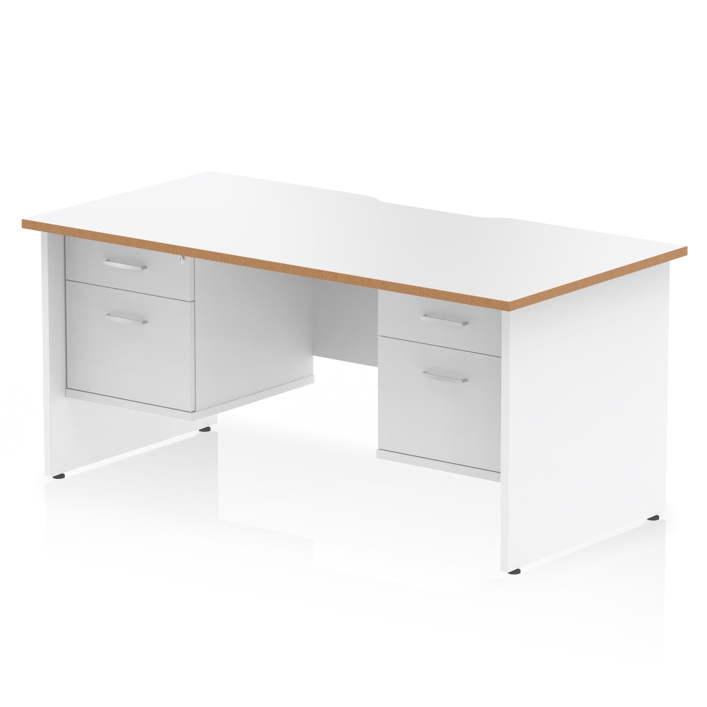 Impulse Scalloped Edge Panel End Straight Desk With Two Fixed Pedestal - 1600mm - Multiple Colour Options