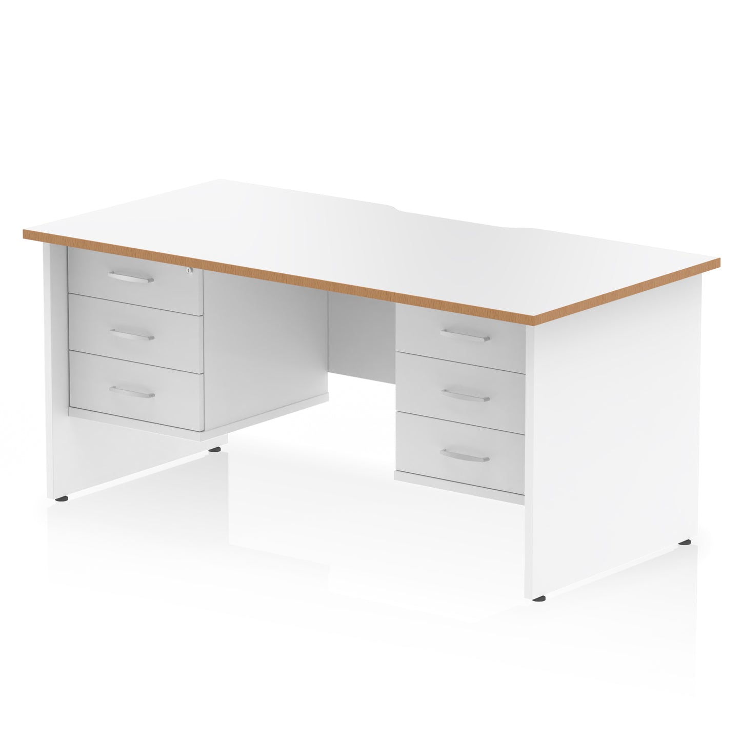 Impulse Scalloped Edge Panel End Straight Desk With Two Fixed Pedestal - 1600mm - Multiple Colour Options