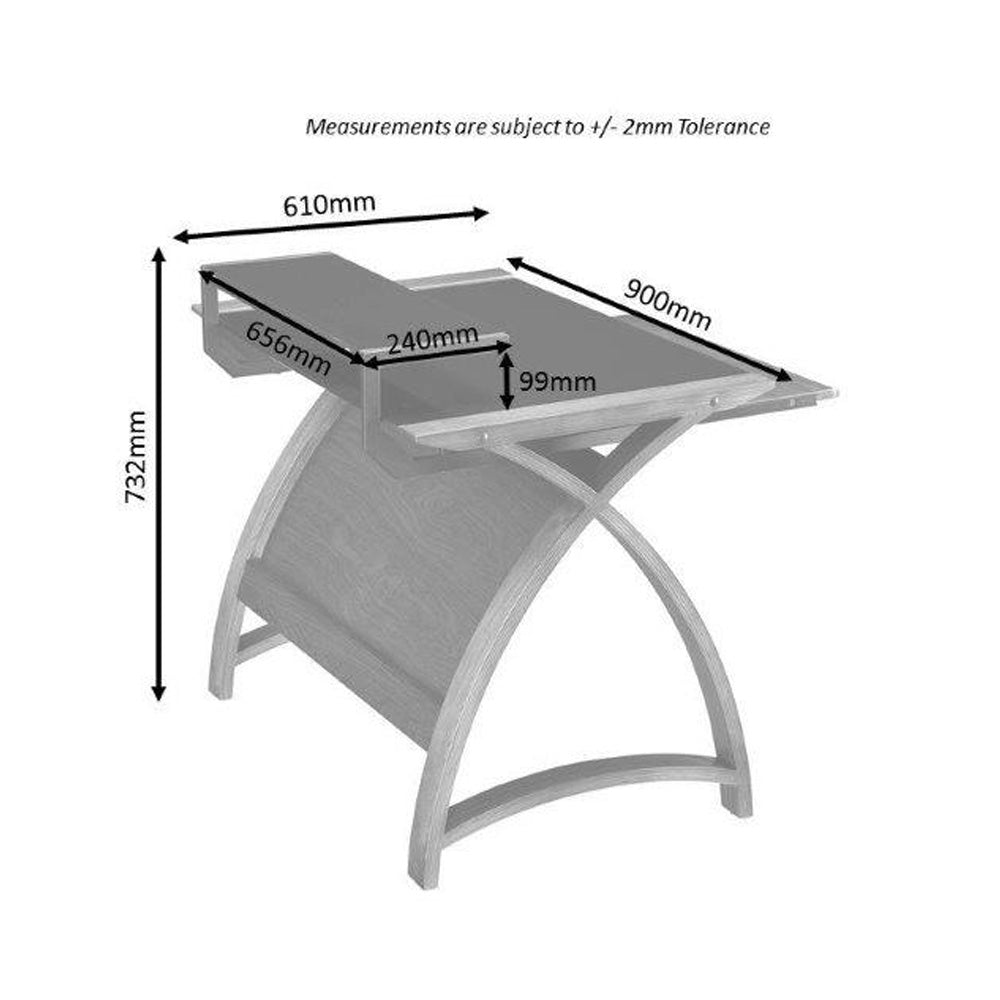 Contemporary Quality Glass Home Office Desk in Grey - 900mm - PC201-900