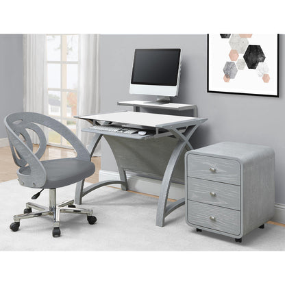 Contemporary Quality Glass Home Office Desk in Grey - 900mm - PC201-900