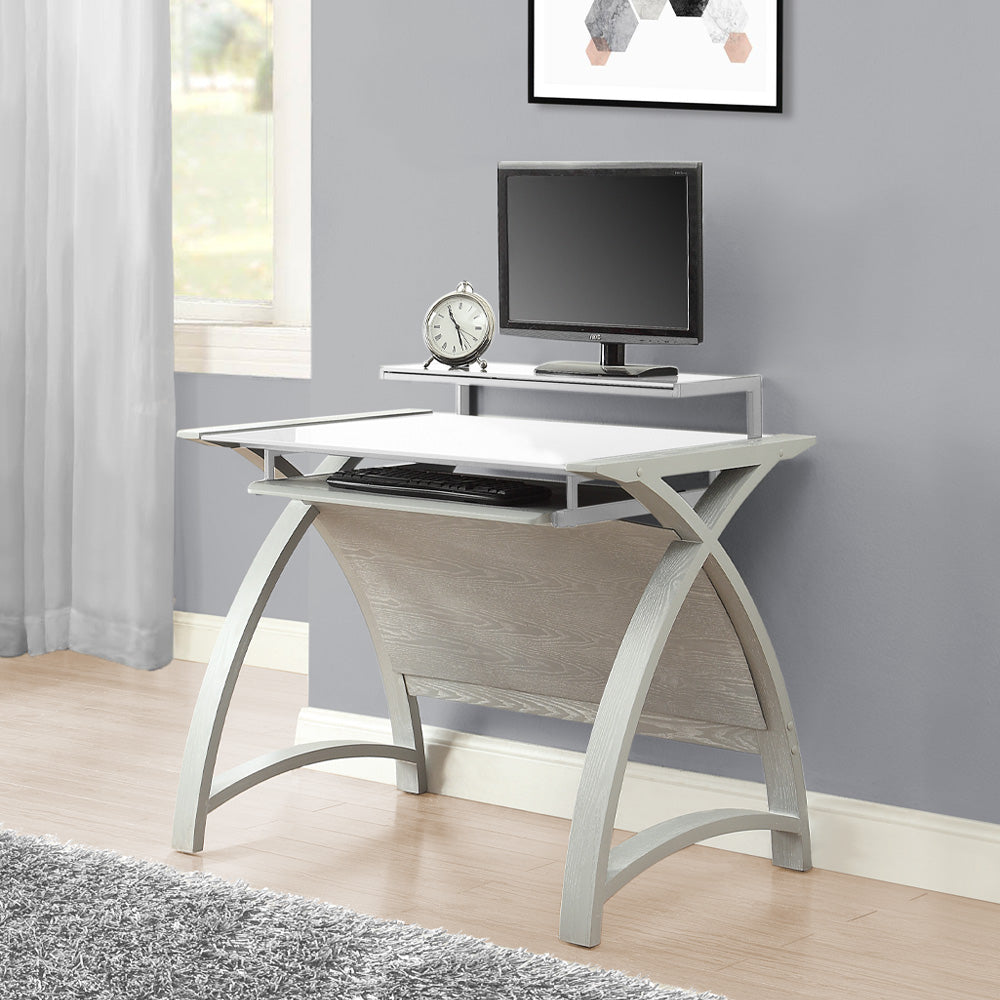 Contemporary Quality Glass Home Office Desk in Grey - 900mm - PC201-900