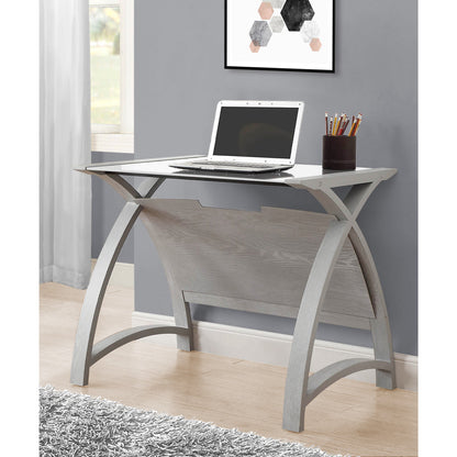 Contemporary Quality Glass Home Office Table in Grey - 900mm - PC201-900