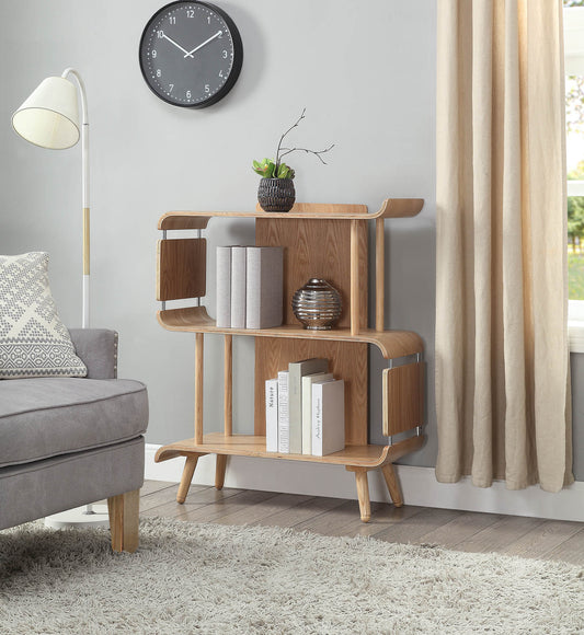 Contemporary Open Storage Short Bookcase in Oak - 800mm - PC611