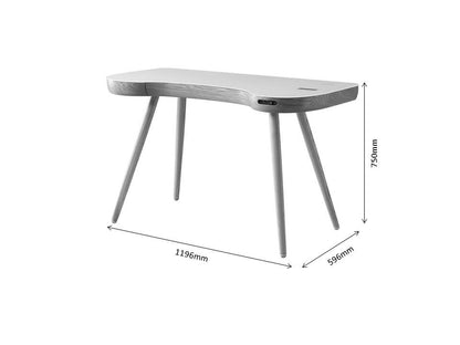 Smart Contemporary Quality Home Glass Office Desk in Oak - Built in Speakers, Bluetooth, Wireless Charging and USB - 1200mm - PC711