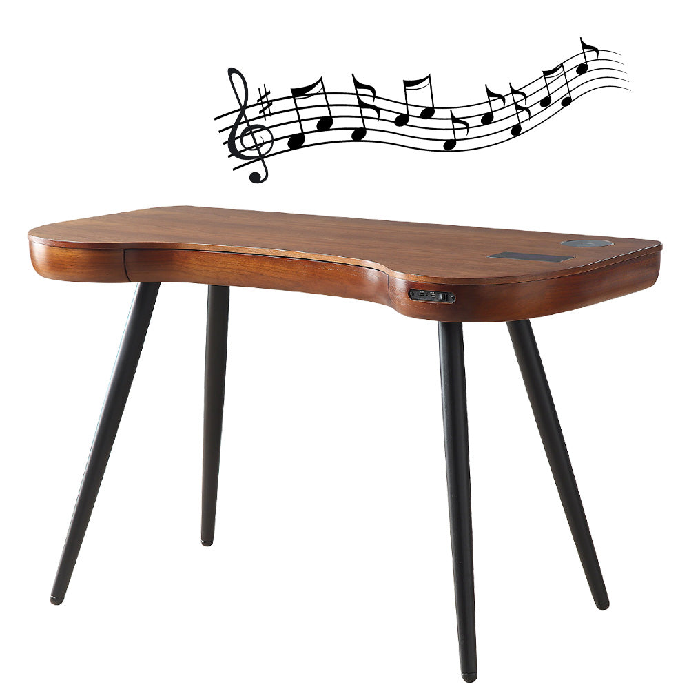 Smart Contemporary Quality Home Office Desk in Walnut - Built in Speakers, Bluetooth, Wireless Charging and USB - 1200mm - PC711