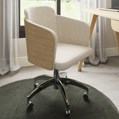 Elegant Fabric Office Chair with Oak Wood Veneer Shell - PC812