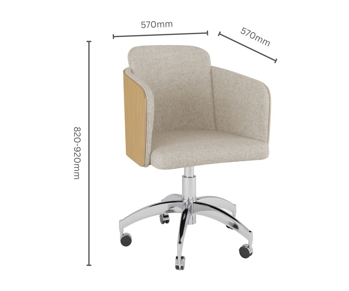 Elegant Fabric Office Chair with Oak Wood Veneer Shell - PC812