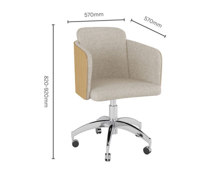 Elegant Fabric Office Chair with Oak Wood Veneer Shell - PC812