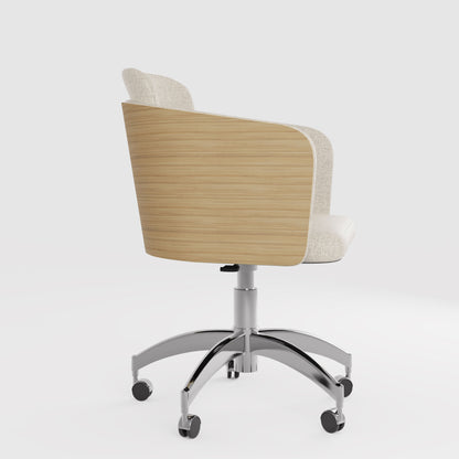 Elegant Fabric Office Chair with Oak Wood Veneer Shell - PC812