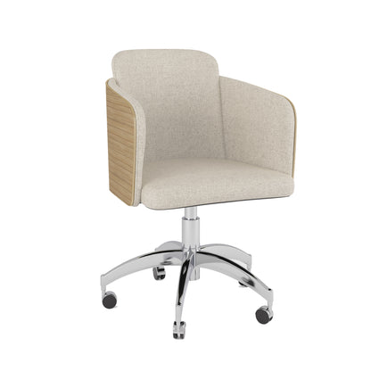 Elegant Fabric Office Chair with Oak Wood Veneer Shell - PC812