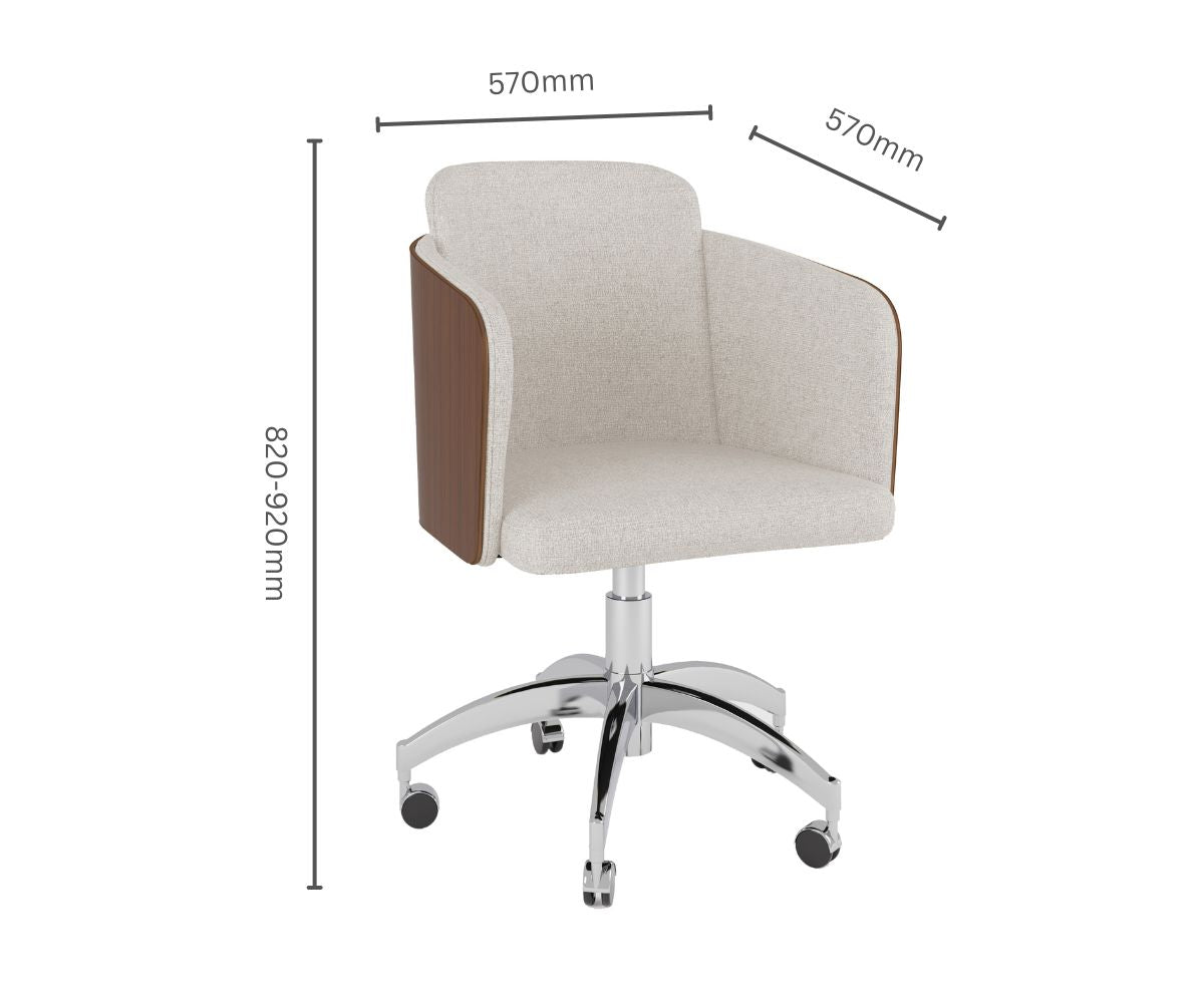Elegant Fabric Office Chair with Walnut Wood Veneer Shell - PC812