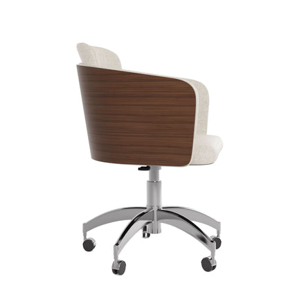 Elegant Fabric Office Chair with Walnut Wood Veneer Shell - PC812