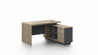 Modern Home Golden Oak Corner Executive Office Desk with Integrated Storage - 1400mm - PM02-D01-14