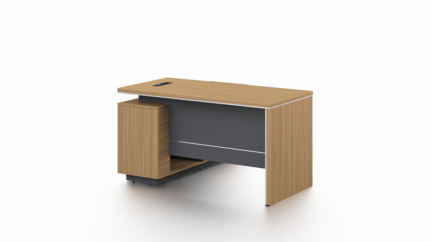 Modern Home Walnut Corner Executive Office Desk with Integrated Storage - 1400mm - PM02-D01-14