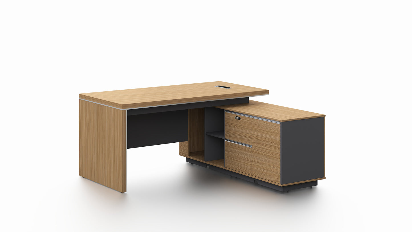 Modern Home Walnut Corner Executive Office Desk with Integrated Storage - 1600mm or 1800mm - PM02-D01