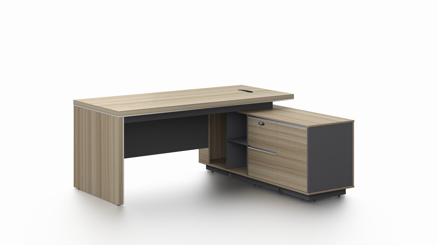 Modern Home Golden Oak Corner Executive Office Desk with Integrated Storage - 1600mm or 1800mm - PM02-D01