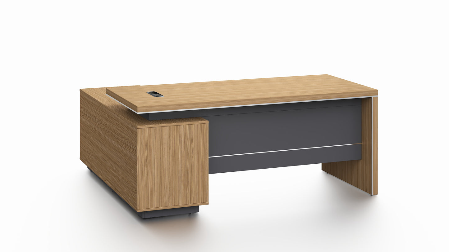 Modern Home Walnut Corner Executive Office Desk with Integrated Storage - 1600mm or 1800mm - PM02-D01